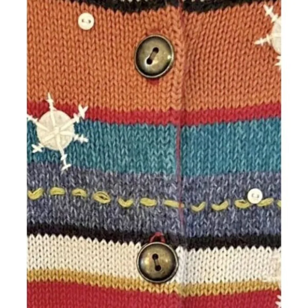 ⭐Susan Bristol Vintage Cottage Core Christmas Sweater Embroidered Penguin PLarge